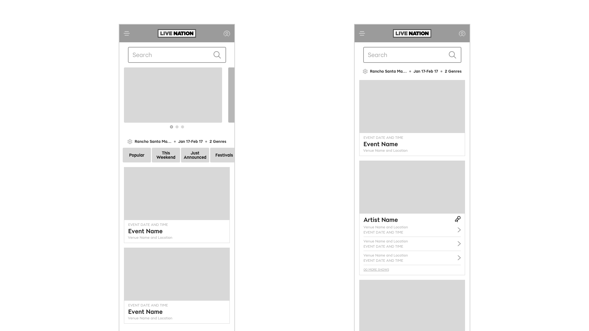 Approved wireframe